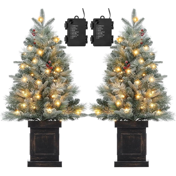 JustSmart 3 Ft Fiber Optic Artificial Christmas Tree - Pre-Lit Mini Tabletop Xmas Tree with 78 Dual-Color LED Lights (8 Lighting Modes) for Home, Office & Party Holiday Decor