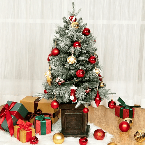 JustSmart 3 Ft Fiber Optic Artificial Christmas Tree - Pre-Lit Mini Tabletop Xmas Tree with 78 Dual-Color LED Lights (8 Lighting Modes) for Home, Office & Party Holiday Decor
