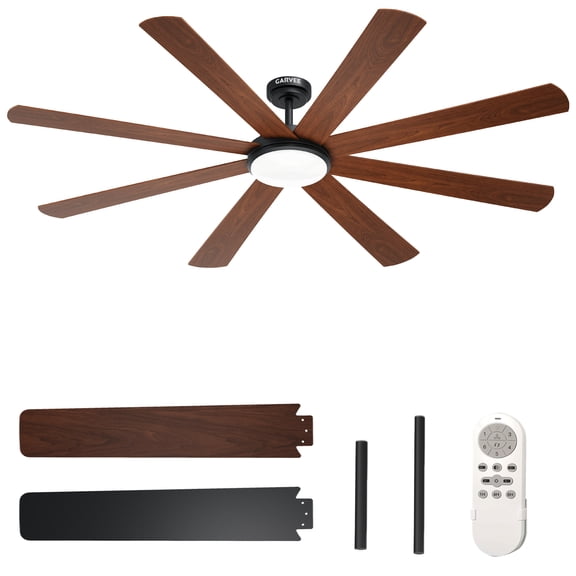 JustSmart 72 Inch Ceiling Fan with Light and Remote, 3CCT Dimmable, 8 Blades 6 Speed Reversible Quiet DC Motor, Large Ceiling Fan for Kitchen, Patio, Farmhouse, Living Room, Indoor/Outdoor