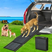JustSmart Dog Ramp for Car, 71" Long x 20" Wide Folding Pet Ramp with Non-Slip Surface & Side Rails, 300LBS Capacity for SUV, Truck, Outdoor, Indoor Use (Portable Design)