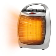 JustSmart Portable Electric Space Heater, 1500W/750W Ceramic Fast Heating, Adjustable 2-Speed Thermostat, with Handle, Quiet, Safe for Bedroom, Office, Greenhouse, Silver
