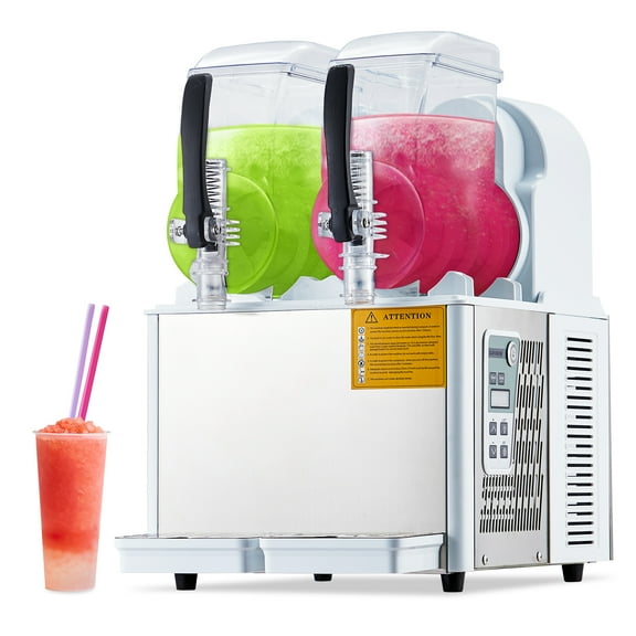 JustSmart Stainless Steel Commercial Margarita & Slushy Machine - 2 Tanks for Frozen Beverages & Smoothies, Perfect for Supermarkets, Cafes & Bars