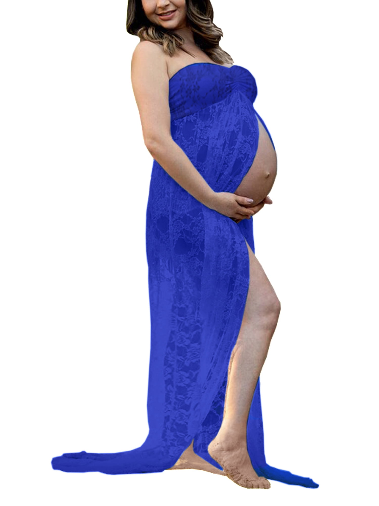 chinese dress ladies Ivory Lace Strapless Lace Up Back Maternity Midi Dress main image 1