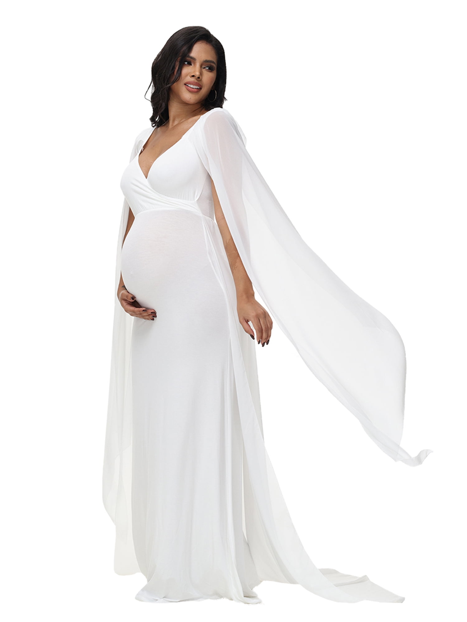 knee length dresses for ladies Maternity Chiffon & Lace Dress #7005
