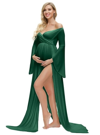 Pregnant Women Front Split Long Maxi Maternity Dress Gown Photo Photography  Prop 