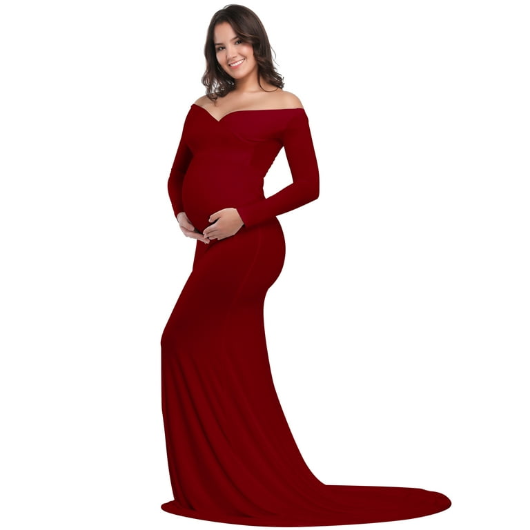 Off the Shoulder Sweetheart Slim Fit Maternity Gown