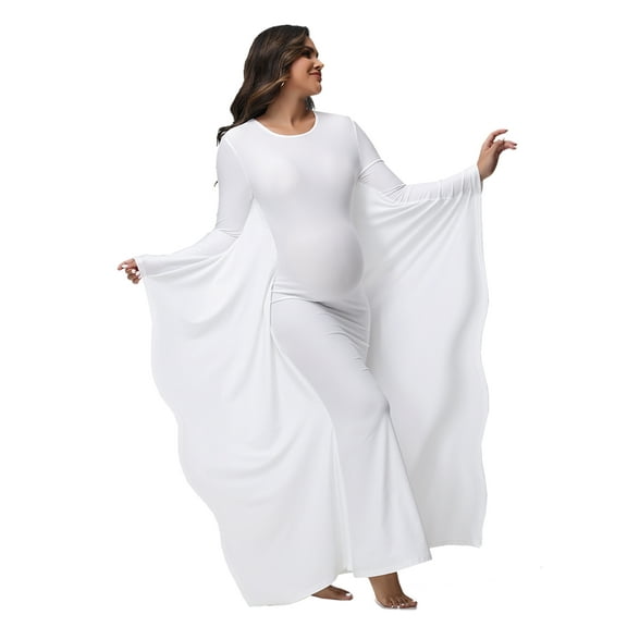 JustVH Maternity Photography Maxi Gown Elegant Batwing Sleeve Bodycon Long Dress for Photoshoot