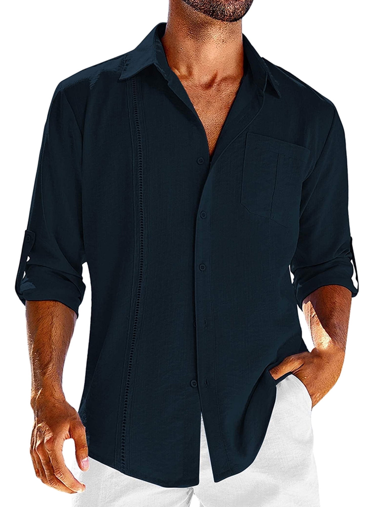 Long Sleeve Button Lapel Shirt for Men