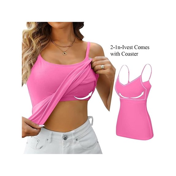 JustVH S-6XL Essential Tank Tops for Women Built-in Chest Pad Jersey Sleeveless Tee