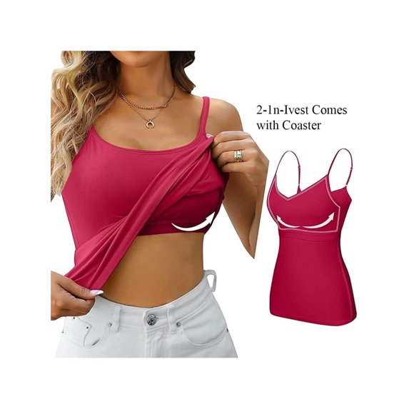 JustVH S-6XL Essential Tank Tops for Women Built-in Chest Pad Jersey Sleeveless Tee