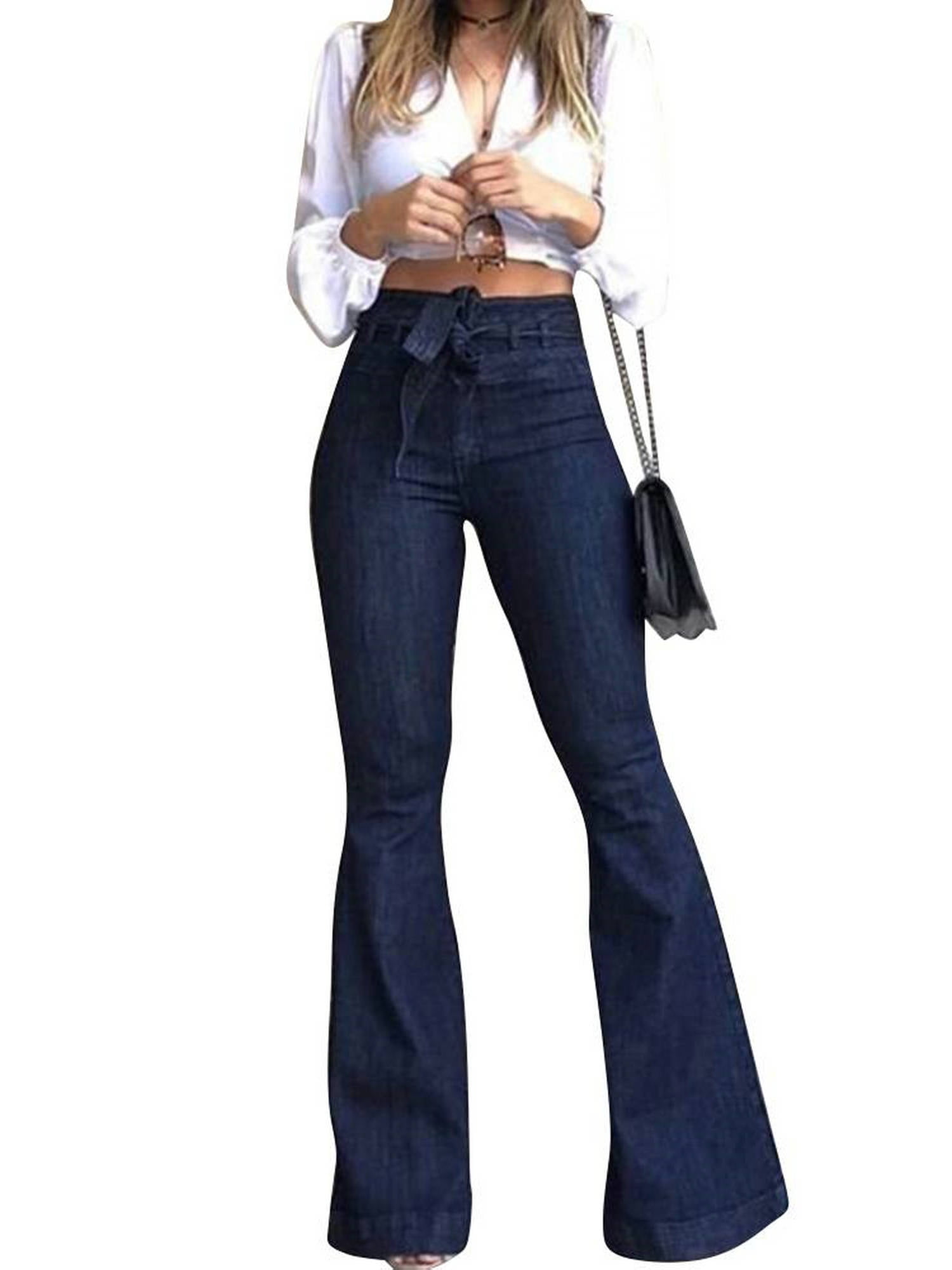 Lace up bell shop bottom jeans