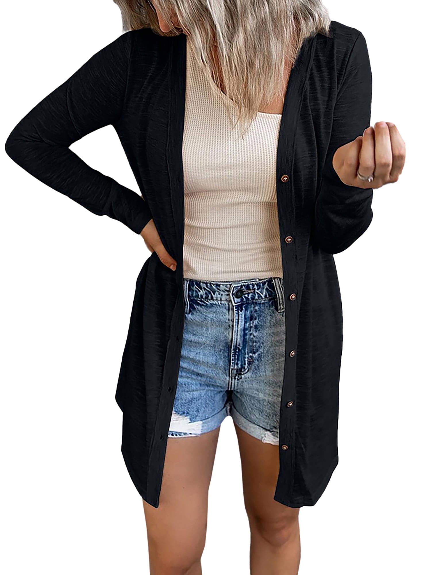Button Down Long Sleeve Cardigan main image 1