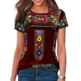 thumbnail image 1 of JustVH Women Floral Print Round Neck Short Sleeve Casual Tunic T-Shirts Tops, 1 of 4