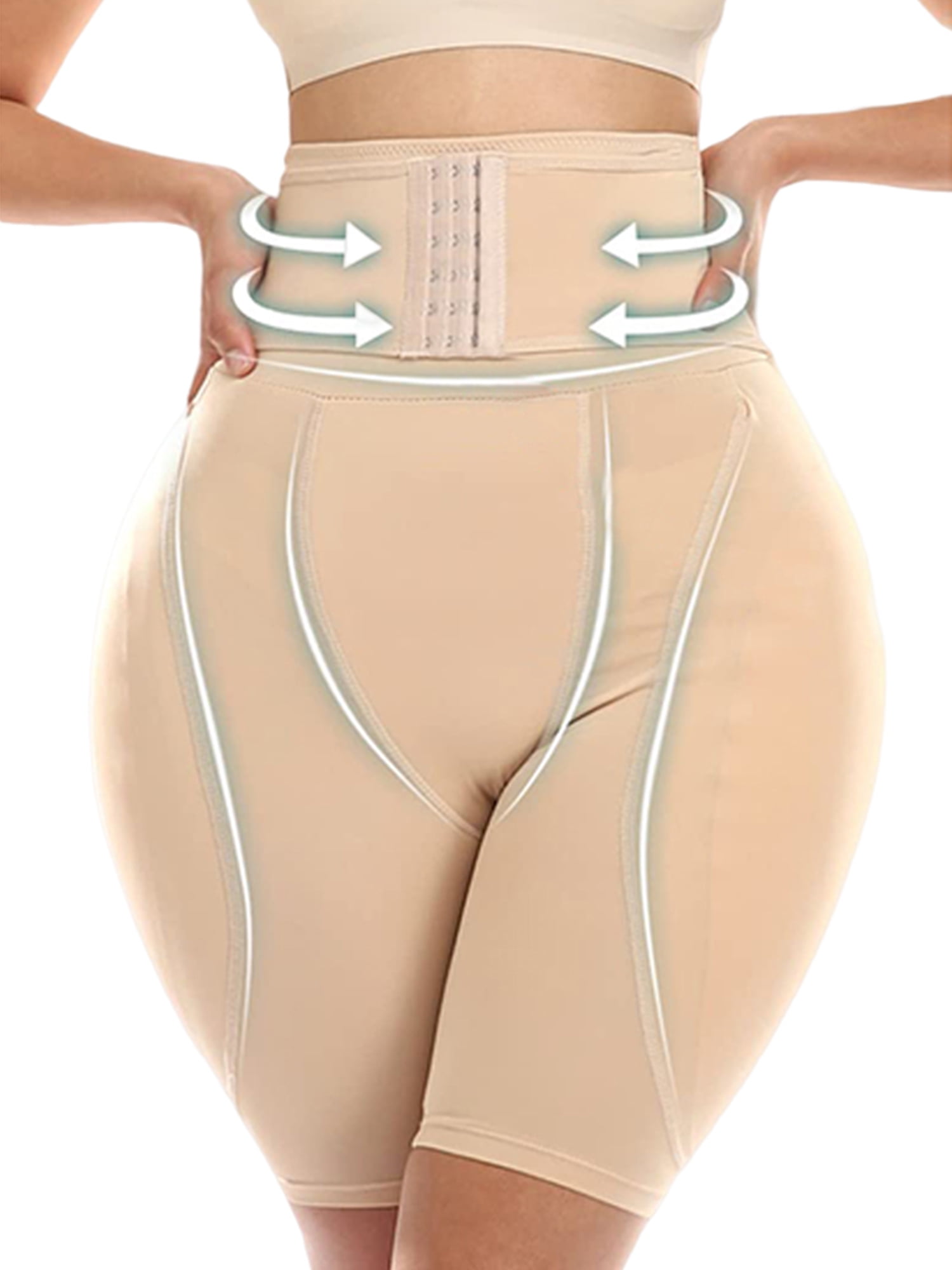 JustVH Women Girdle Body Shaper Tummy Control Removable Butt Pads Skinny  Cincher Shapewear 