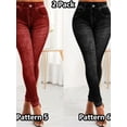 thumbnail image 1 of JustVH Women High-Waist Jegging Denim-Faux Stretch Slim-Fit Cropped Trousers Beading Leggings Packs, 1 of 2