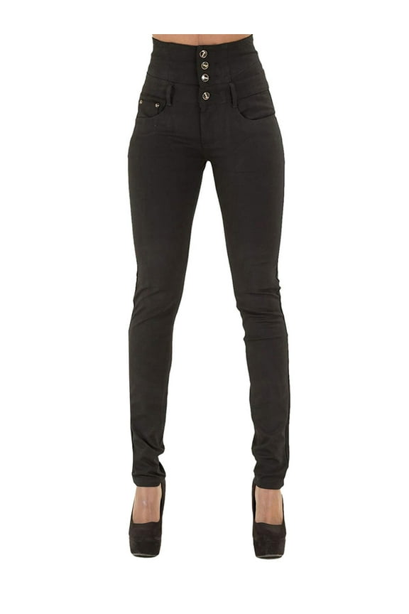 Women High-waisted Butt Lifting Skinny Stretch Jeans Button Zipper Fly Denim Pants