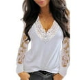 thumbnail image 1 of JustVH Women Lace Sexy Deep V Neck Shirts Long Sleeve Low Cut Top, 1 of 4