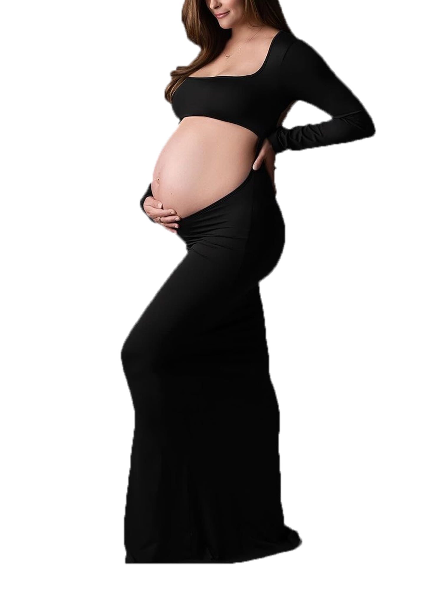 sachin and babi light blue dress Bravefron Maternity Dress for Women Floral Square Neck Maternity Maxi Dress Elegant Smocked Waist Flowy A-Line Casual Long Dress for Pregnancy