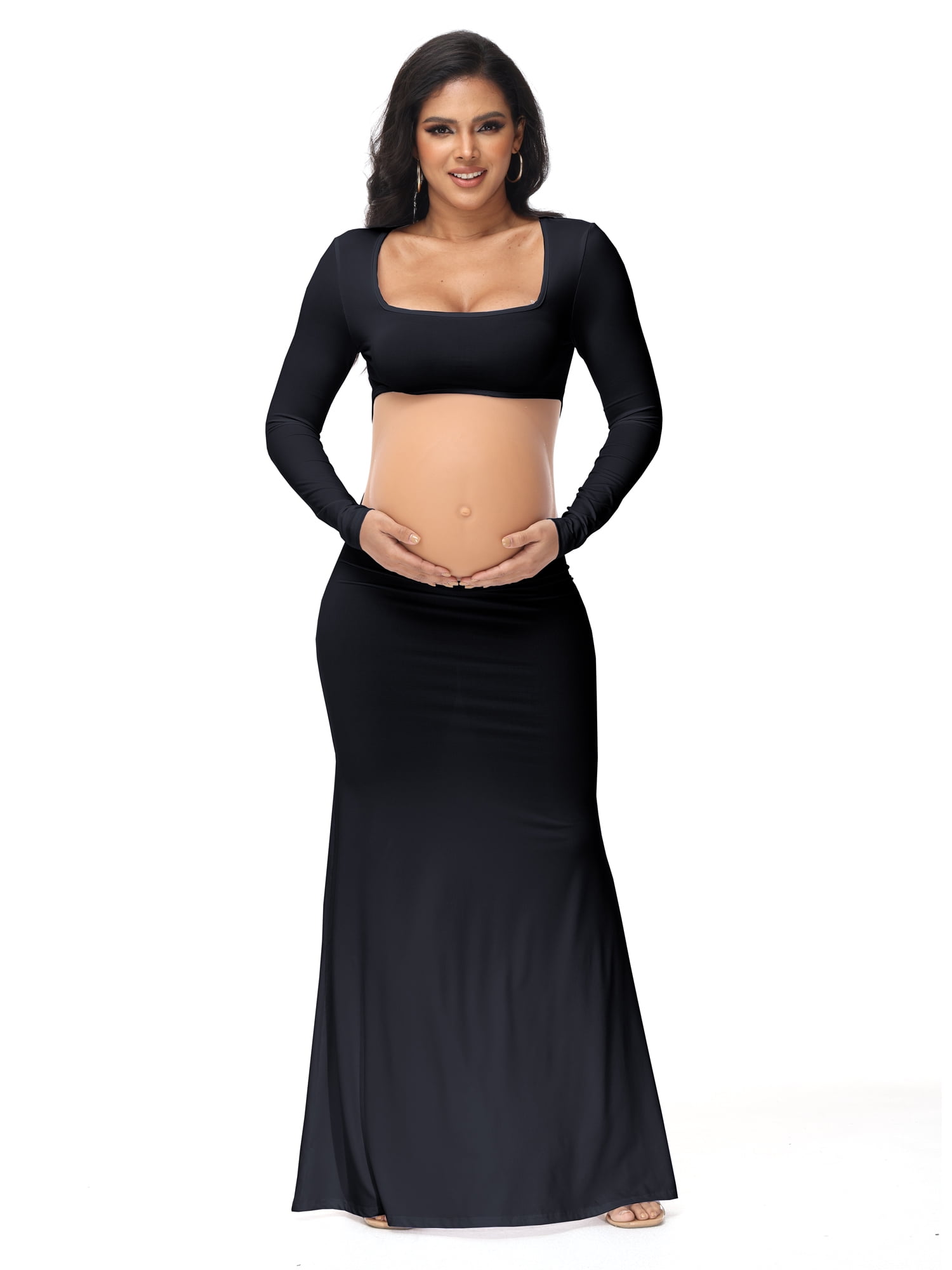 JustVH Women Maternity Dress for Photoshoot Cut-Out Backless Maternity Maxi  Gown Photography Dress - Walmart.com