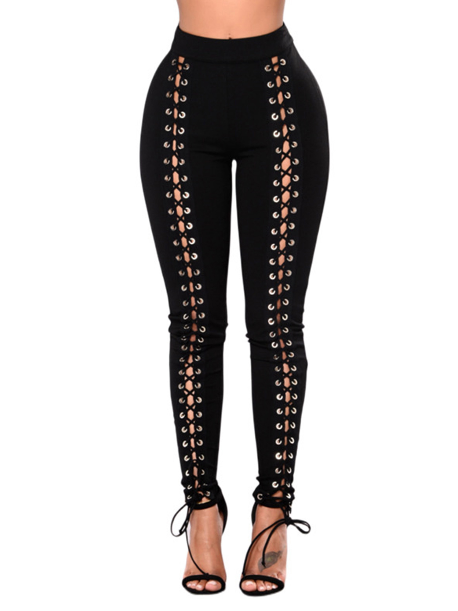 Plus size lace up pants hot sale