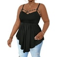 thumbnail image 1 of JustVH Women Plus Size XL-5XL Studded Beaded Spaghetti Strap Sleeveless Peplum Blouse, 1 of 7