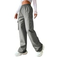 thumbnail image 1 of JustVH Women Polyester Elastic Waist Trousers Basic Straight Fit Cargo Pants, 1 of 7