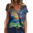 thumbnail image 1 of JustVH Women Short Sleeve T-Shirts Casual Floral Graphic V-Neck Tops, 1 of 6