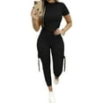 thumbnail image 1 of JustVH Women Skinny Leisure Short Sleeve Summer Pants Sets, 1 of 8