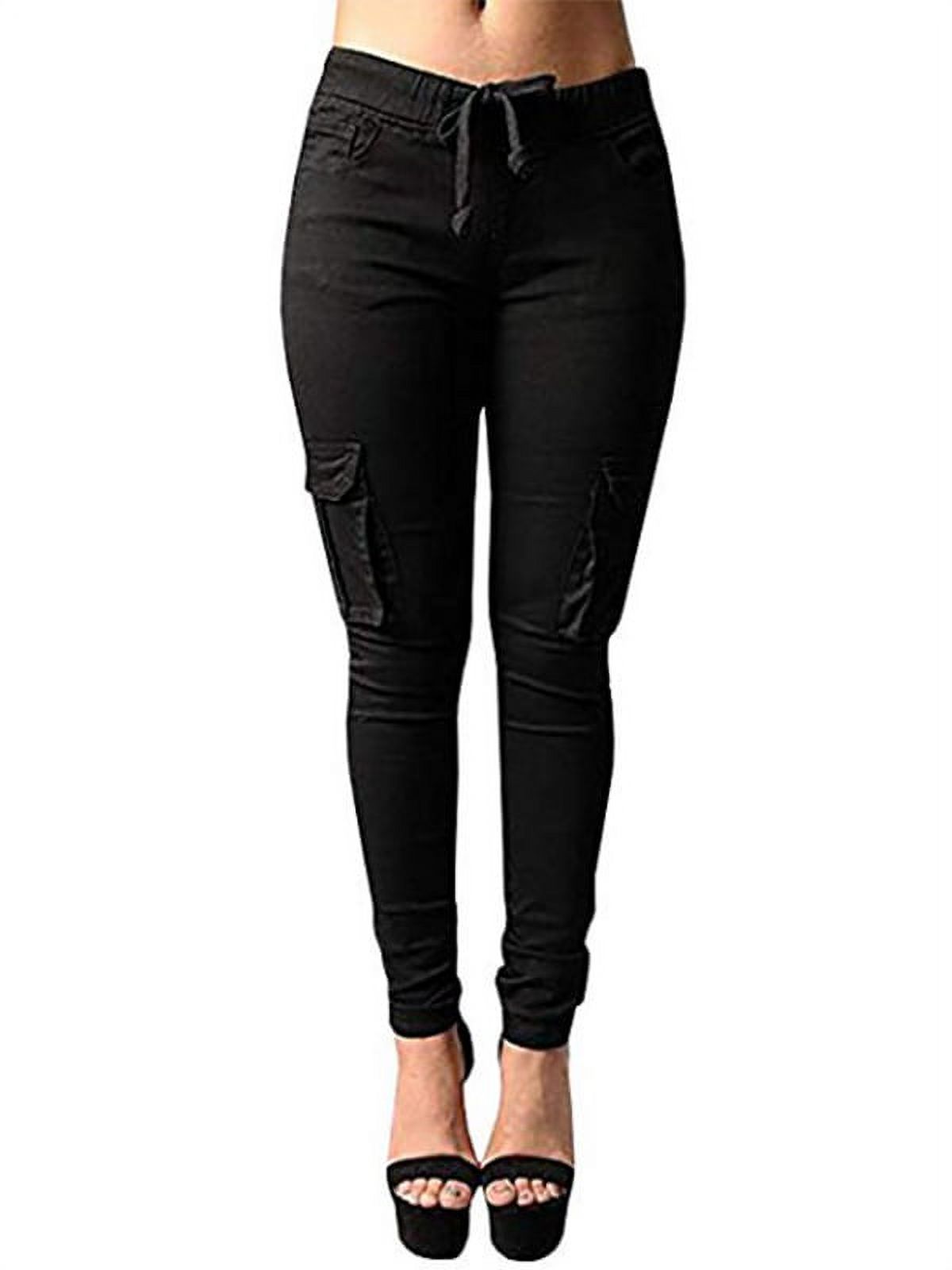 JustVH Women's Casual Stretch Drawstring Skinny Cargo Jogger Pants High