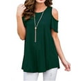 thumbnail image 1 of JustVH Women's Cold Shoulder Short Sleeve Casual Tunic Tops Loose Blouse Shirts, 1 of 3