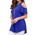 thumbnail image 1 of JustVH Women's Cold Shoulder Short Sleeve Casual Tunic Tops Loose Blouse Shirts, 1 of 3