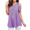 thumbnail image 1 of JustVH Women's Cold Shoulder Short Sleeve Casual Tunic Tops Loose Blouse Shirts, 1 of 3