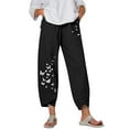 thumbnail image 1 of JustVH Women's Irregular Wide-Leg Butterfly Print Elastic Waist Loose Casual Pants, 1 of 1