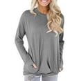 thumbnail image 1 of Women's Long Sleeve Casual Sweatshirt Pullover Loose Tunic Shirts Blouse Tops With Pocket, 1 of 3