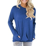 LAPA JustVH Women's Long Sleeve Casual Sweatshirt Pullover Loose Tunic Shirts Blouse Tops With Pocket