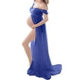 thumbnail image 1 of JustVH Women's Maternity Dress for photography Off Shoulder Split Front Chiffon Gown Maxi Pregnancy Dresses for Photoshoot, 1 of 5