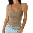thumbnail image 1 of JustVH Women's Sleeveless Solid Round Neck Racerback Daily Basic Tops, 1 of 1
