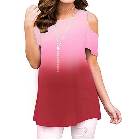 JustVH Womens Cold Shoulder Soild Color Casual Tunic Blouse Tops