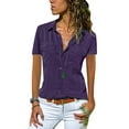 thumbnail image 1 of JustVH Womens Short Sleeve Lapel V Neck Button Down Blouse Tops, 1 of 3