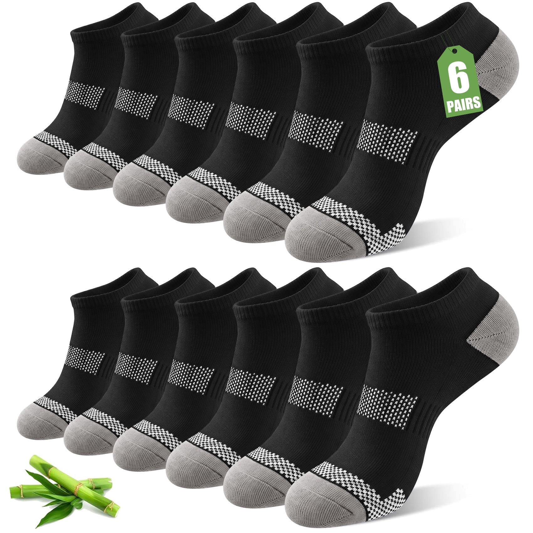 Justay Story 6 Pairs Bamboo Ankle Socks for Men, Wide Forefoot Athletic ...