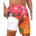 thumbnail image 1 of Justay Story Mens Swim Trunks 9" with 2 in 1 Compression Breathable Liner Zipper Pockets Quick Dry Swim Bathing Suit Summer Beach Hawaiian Shorts, Size S-2XL, 1 of 6