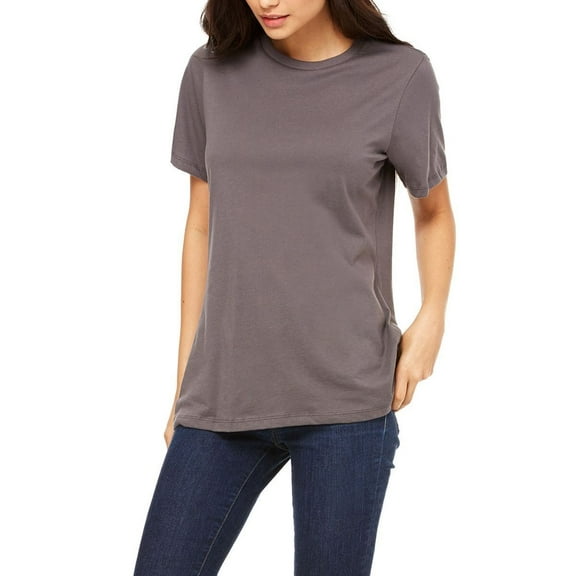 Justblanks Ladies Crew Neck Relaxed Fit Jersey Soft 100% Cotton Perfect Short Sleeve T-Shirt For Women - Asphalt - Small