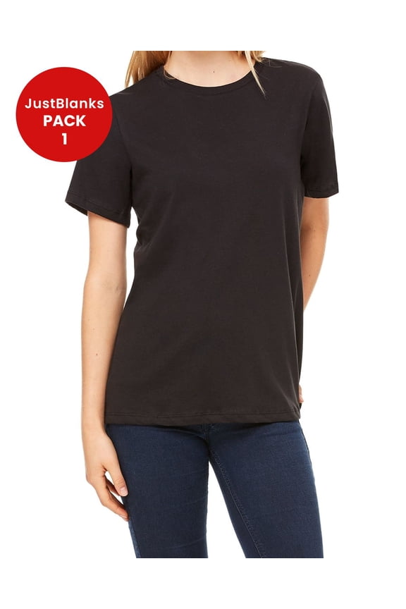 Ladies Crew Neck Relaxed Fit Jersey Soft 100% Cotton Perfect Short Sleeve T-Shirt For Women - Vintage Black - X-Large