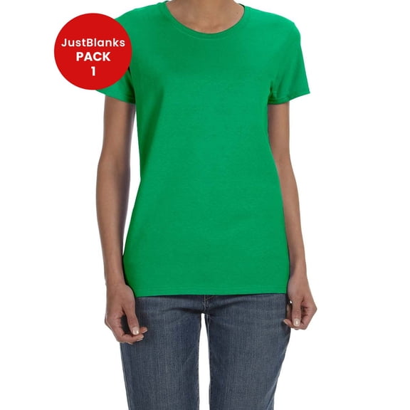 JustBlanks Heavy Cotton Women T Shirt Narrow Width Rib Collar Taped Neck