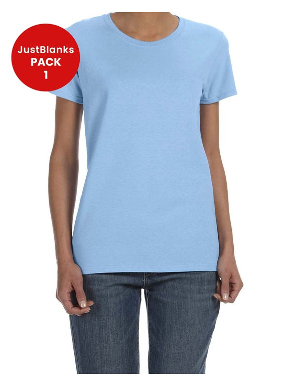 Heavy Cotton Women T Shirt Narrow Width Rib Collar Taped Neck