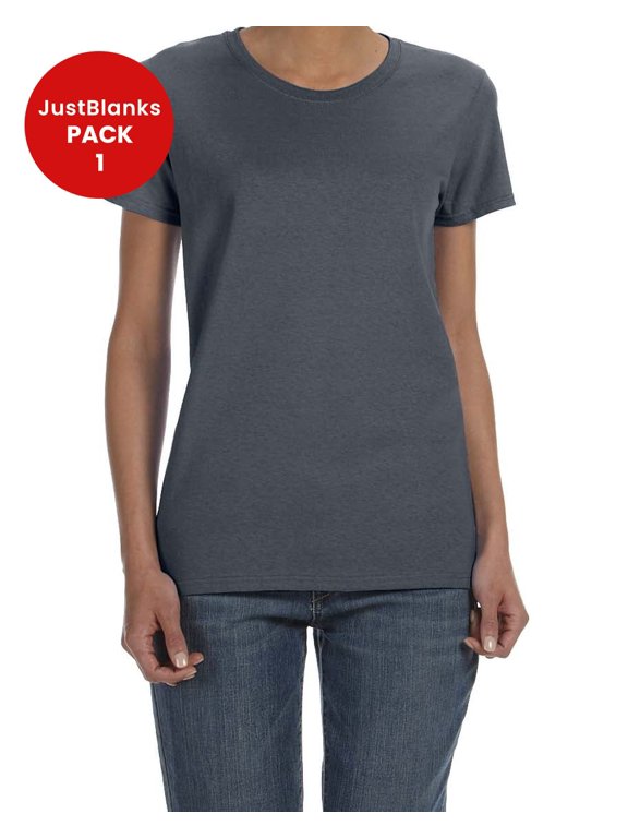 Heavy Cotton Women T Shirt Narrow Width Rib Collar Taped Neck