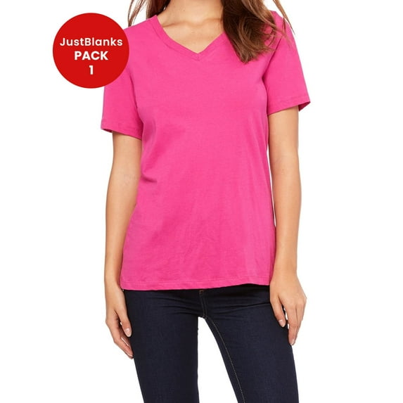 JustBlanks Ladies Relaxed Jersey V Neck T Shirt