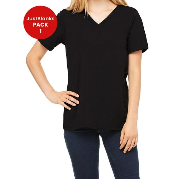 JustBlanks Ladies Relaxed Jersey V Neck T Shirt