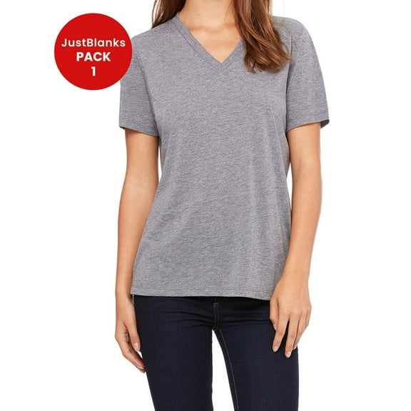 JustBlanks Ladies Relaxed Jersey V Neck T Shirt