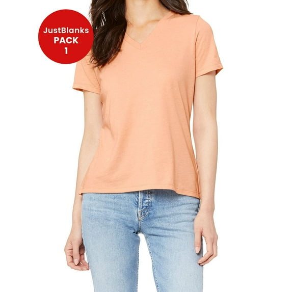 JustBlanks Ladies Relaxed Jersey V Neck T Shirt